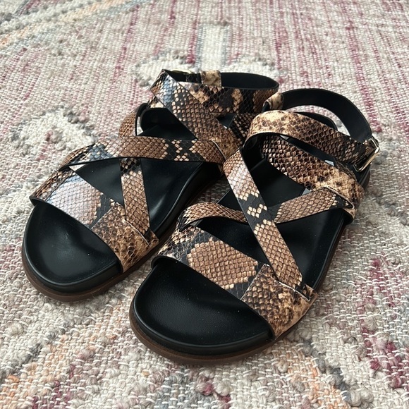 Emme Parsons | NWOB Bodhi Python-Print Leather Crossover Sandals - Size IT 41 - Picture 2 of 6